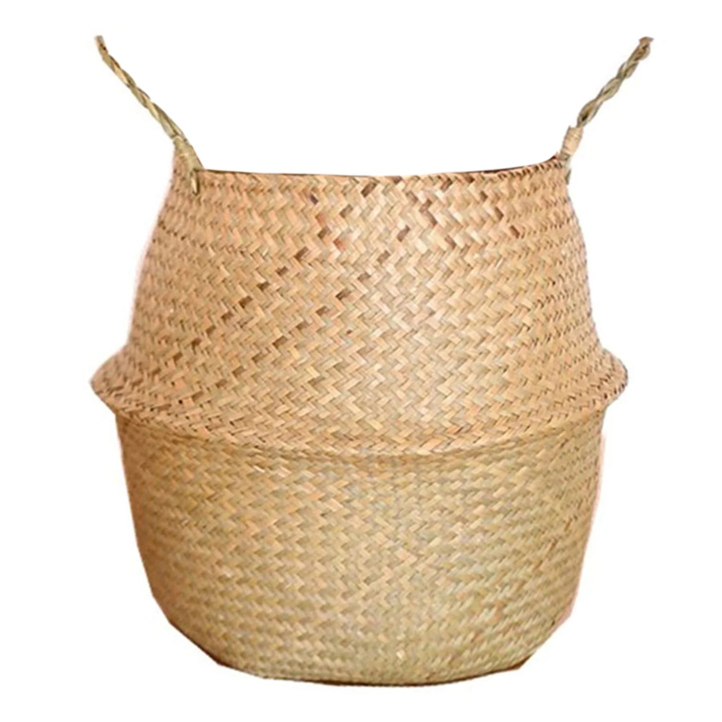 Seagrass Wickerwork Basket Portable Dirty Laundry Hamper Storage Basket Garden Plant Basket Home Decor