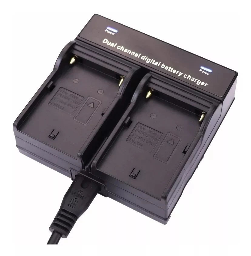 2 Battery Np-f960/Np-f970 For Camera Led Illuminator + Dual Charger