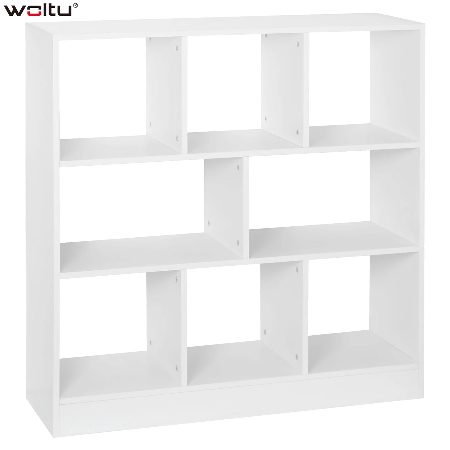 WOLTU White Bookcase Room Divider Standing Storage Filing Shelf with 8 Compartments for Living Room Children's Room Office Home