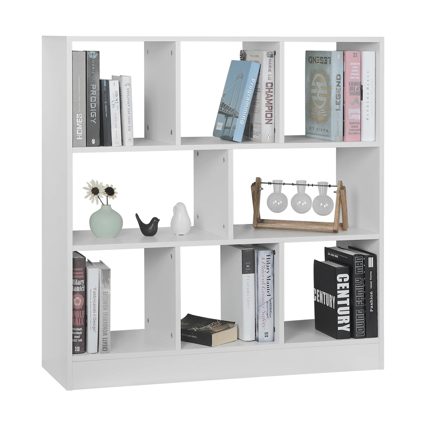 WOLTU White Bookcase Room Divider Standing Storage Filing Shelf with 8 Compartments for Living Room Children's Room Office Home