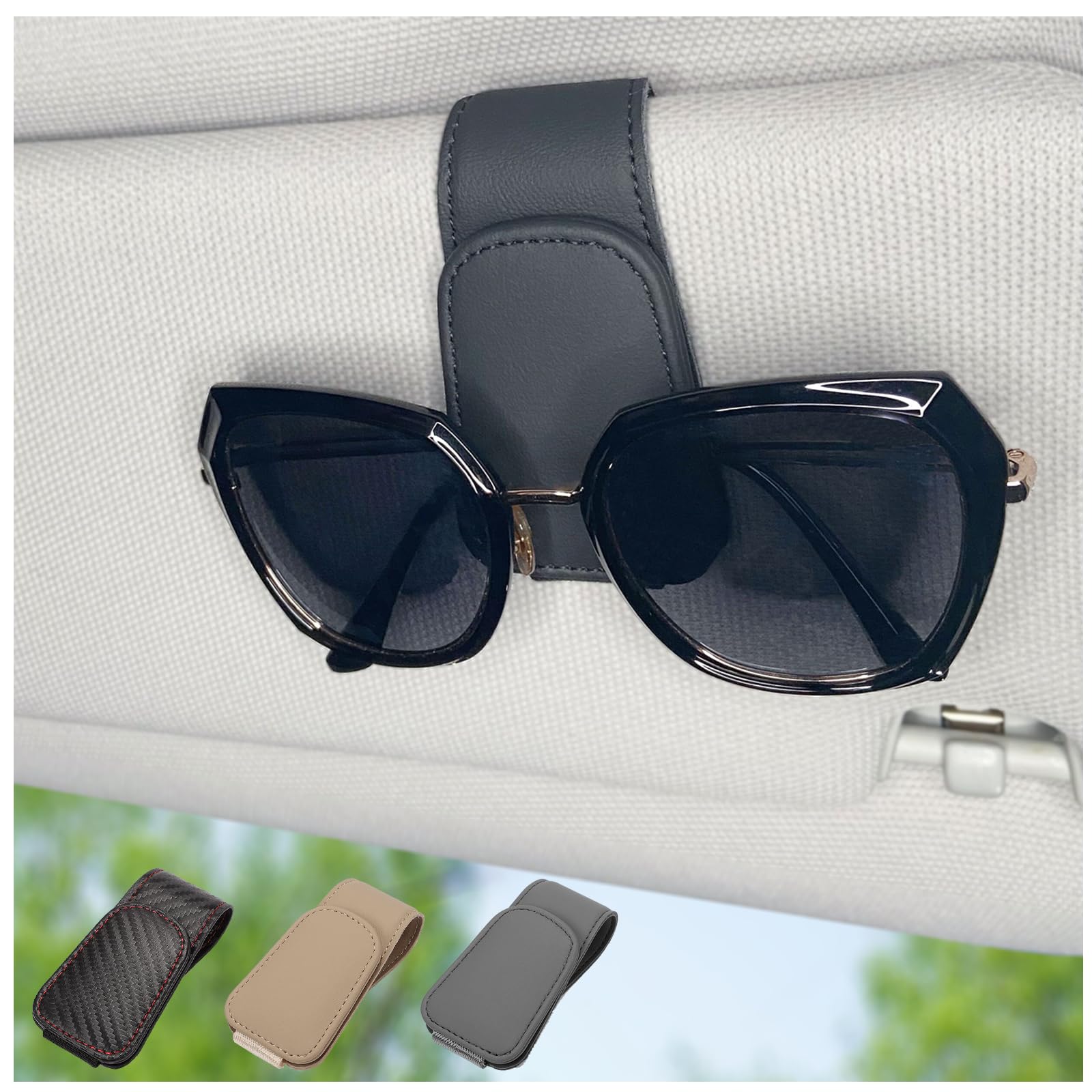 Upgrade Your Interior: Magnetic Leather Sunglass Holder 🕶️ | AlluCanFind