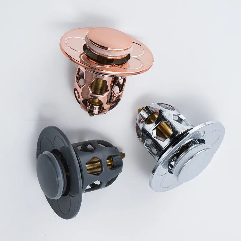 Stop Clogs & Odors: Universal Rose Gold Pop-Up Drain Filter ✨ | AlluCanFind