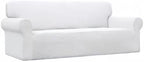 Easy-Going Stretch Oversized Sofa Slipcover 1-Piece Sofa Cover Furniture Protector Couch Soft with Elastic Bottom for Kids, Polyester Spandex Jacquard Fabric Small Checks Snow White