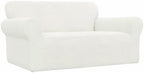 Easy-Going Stretch Oversized Loveseat Slipcover 1-Piece Sofa Cover Furniture Protector Couch Soft with Elastic Bottom for Kids Polyester Spandex Jacquard Fabric Small Checks Cream