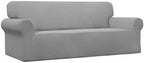 Easy-Going Stretch Oversized Sofa Slipcover 1-Piece Sofa Cover Furniture Protector Couch Soft with Elastic Bottom for Kids, Polyester Spandex Jacquard Fabric Small Checks Light Gray
