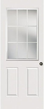 ODL Entry Door Glass Replacement for Home Improvement - 24" x 38" Exterior or Front Door Inserts Glass Kit with Energy Efficient Low-E Double Pane Tempered Glass - White Frame External 9 Grid Pattern