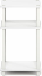 Furinno JUST Side Table, 3-Tier Open Shelf End Table, Toolless Assembly Night Stand, Bedside Table with Square Tube, for Living Room, Bedroom, White