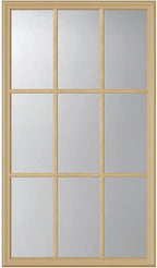 ODL Entry Door Glass Replacement for Home Improvement - 24" x 38" Exterior or Front Door Inserts Glass Kit with Energy Efficient Low-E Double Pane Tempered Clear Glass - Tan Frame in 9 Grid Pattern