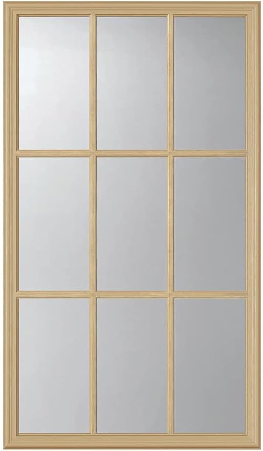 ODL Entry Door Glass Replacement for Home Improvement - 24" x 38" Exterior or Front Door Inserts Glass Kit with Energy Efficient Low-E Double Pane Tempered Clear Glass - Tan Frame in 9 Grid Pattern