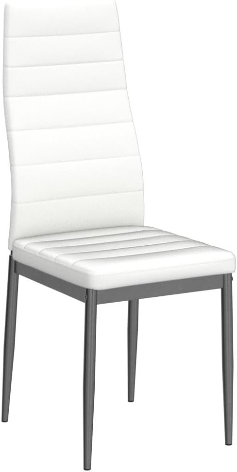 Karl home White Dining Chair Set of 4, Leather Dining Chairs with Curved Back & Foot Cap Protection for Dining Kitchen Living Room, 300lbs Capacity