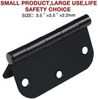 Matte Black Door Hinges 3.5 Inch Rounded 12 Pack Interior 3 1/2" Flat Iron Hinge 5/8" Radius 3 ½"Doors Hardware for Wood Frame and Clear Glass Indoor Bed Room,DIY Assemblely Gate,Closet,Table,Farm