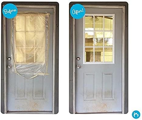 ODL Entry Door Glass Replacement for Home Improvement - 24" x 38" Exterior or Front Door Inserts Glass Kit with Energy Efficient Low-E Double Pane Tempered Clear Glass - Tan Frame in 9 Grid Pattern