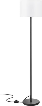 Modern Floor Lamp Simple Design with White Shade, Foot Pedal Switch, 60" Small Tall Lamps for Living Room Bedroom Office Dining Room Kitchen, Black Pole Lamp(Without Bulb)
