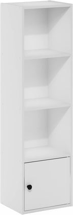 Furinno Luder Shelf Bookcase with 1 Door Storage Cabinet, White