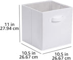 Amazon Basics Collapsible Fabric Storage Cubes Organizer with Handles, Sturdy Storage Bins, White, 10.5-x-10.5-x-11-inch, 6-Pack