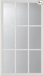ODL Entry Door Glass Replacement for Home Improvement - 24" x 38" Exterior or Front Door Inserts Glass Kit with Energy Efficient Low-E Double Pane Tempered Glass - White Frame External 9 Grid Pattern