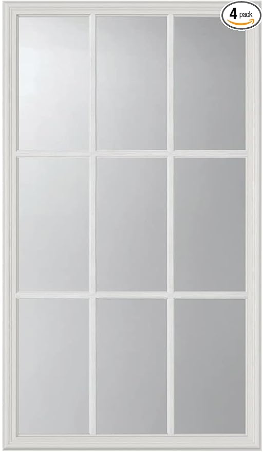 ODL Entry Door Glass Replacement for Home Improvement - 24" x 38" Exterior or Front Door Inserts Glass Kit with Energy Efficient Low-E Double Pane Tempered Glass - White Frame External 9 Grid Pattern