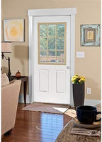 ODL Entry Door Glass Replacement for Home Improvement - 24" x 38" Exterior or Front Door Inserts Glass Kit with Energy Efficient Low-E Double Pane Tempered Clear Glass - Tan Frame in 9 Grid Pattern
