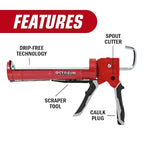 Newborn 930-GTD Drip-Free Smooth Hex Rod Cradle Caulking Gun with Gator Trigger Comfort Grip, 1/10 Gallon Cartridge, 10:1 Thrust Ratio