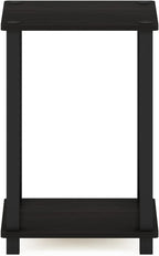 Furinno Simplistic Night Stand, 2-Tier Compact Nightstand with Open Shelf, Toolless Small Bedside Table, End Table, Side Table, for Bedroom, Closet, Dorm, Black Espresso