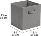 Amazon Basics Collapsible Fabric Storage Cube Bins Organizer with Handles for Organizing, Sturdy, Gray, 13 x 13 x 13 inch, 6-Pack