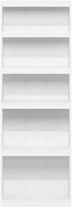 Furinno JAYA Book Shelf, 5-Tier Bookshelf, Enhanced Home Bookcase with Adjustable shelf, 9.5" x 24.5" x 71.1", for Organization and Storage, for Living Room, Bedroom, Home Office, White