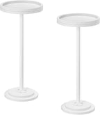 HOOBRO Small Round Side Tables, Set of 2, Drink Tables, Coffee Martini Tables with Pedestal Accent for Small Spaces in Living Room, Bedroom, Sofa Couch, White WW168BZP201