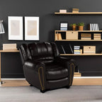 CANMOV Leather Recliner Chair, Classic and Traditional Manual Recliner Chair with Comfortable Arms and Back Single Sofa for Living Room, Brown