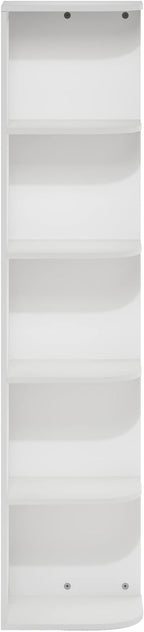 Furinno PASIR Book Shelf, 5-Tier Corner Bookshelf with Open Shelf, Standing Bookcase, 9.3 x 12 x 51.7, for Organization and Storage, for Living Room, Bedroom, Home Office, White