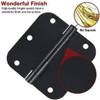 Matte Black Door Hinges 3.5 Inch Rounded 12 Pack Interior 3 1/2" Flat Iron Hinge 5/8" Radius 3 ½"Doors Hardware for Wood Frame and Clear Glass Indoor Bed Room,DIY Assemblely Gate,Closet,Table,Farm