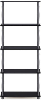 Furinno Turn-N-Tube 5-Tier Multipurpose Shelf / Display Rack / Storage Shelf / Bookshelf, Classic Tubes, Black/Grey