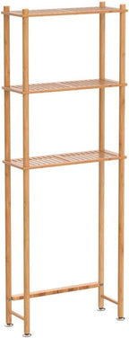 AmazerBath Over The Toilet Storage Bamboo, Bathroom Over Toilet Organizer Rack, 3-Tier Freestanding Above Toilet Shelf for Bathroom, Laundry, Space Saver, Natural Color