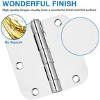 18 Pack Interior Door Hinges Polished Chrome 3.5 inch X 3-1/2" 5/8 Radius,3 ½"Bright Sliver Round Standard Hinge for Doors DIY Assembly Bifold Table Hardware Kit Home Accessories House Eseentials