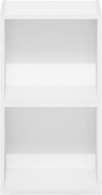 Furinno PASIR Book Shelf, 2-Tier Modern Bookshelf, Open Shelves Bookcase 9 x 12 x 21, Easy Assembly, for Living Room, Bedroom, Home Office, White