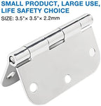 12 Pack Rounded Door Hinges 3.5 inch X 3-1/2" 5/8 Radius, Polished Chrome 3 ½ Inch Bright Sliver Interior Standard Hinge for Wood/French Style Clear Glass Doors Easy Install Hardware Accessories