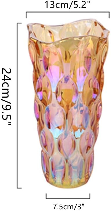 Flower Glass Vase Thick 3.5lb 9.5inch Sparkle vase Bohemian Style, for Centerpieces,Kitchen,Office, Living Room,Wedding,Perfect Home Decor Glass Vase (Sparkle Amber)
