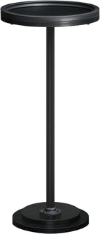 HOOBRO Small Round Side Table, Drink Table, Coffee Martini Table with Pedestal Accent for Small Spaces in Living Room, Bedroom, Sofa Couch, Black BB168BZ01