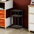 Furinno JUST Side Table, 3-Tier End Table, Open Shelves Night Stand, Bedside Table, Toolless Assembly, for Living Room, Bedroom, Bathroom, Columbia Walnut