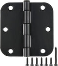 60 Pack Matte Black Door Hinges 3.5 x 3.5 Inch Interior 3 1/2 Inch No Squeak Door Hinges for Doors Rounded 5/8" Radius Corners Flat Iron Hinge 3 ½"x 3 ½" Door Hardware Controls
