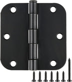 Rounded Door Hinges 3-1/2" x 3.5 inch, 5/8 Radius, Matte Black 3 ½ Inch 6 Pack