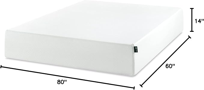 Zinus 14 Inch Queen Green Tea Memory Foam Mattress, Fiberglass Free, Medium Firm Feel, Zoned Pressure Relief, Certified Safe Foams & Fabric, Mattress in A Box