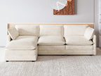 ROWHY 112'' Oversized Modular Sectional Cloud Couch with Movable Ottoman, 4 Seat Modern Corduroy Sofa, Deep Seat L Shaped Couch for Living Room Bedroom Apartment, Cream