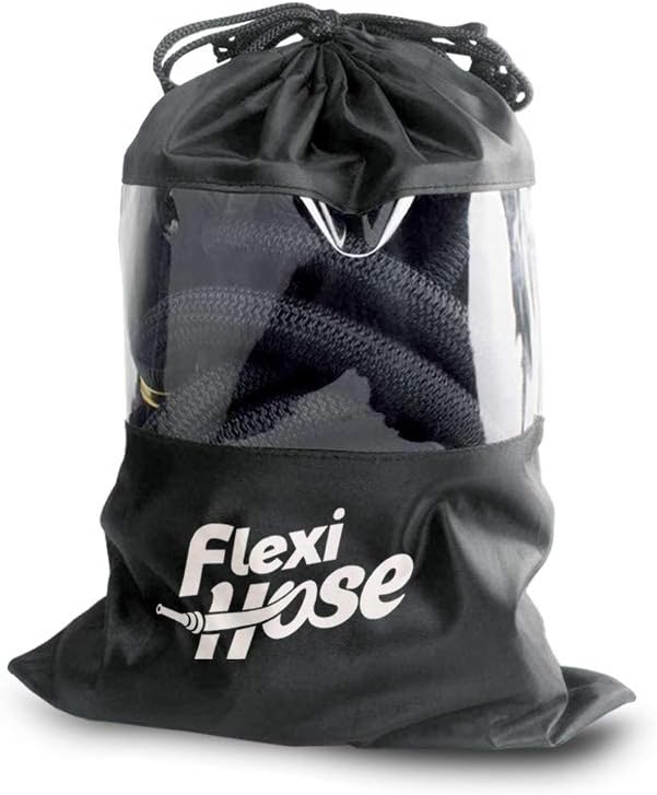 Flexi Hose Plus Expandable Garden Hose with 8 Function Nozzle, 75FT - Lightweight Retractable Garden Hose, Water Hose - No-Kink Flexibility, 3/4 Inch Solid Brass Fittings Includes Hook & Bag