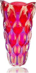 Unbreakable Flower Glass Vase 3.5lb 9.5inch Sparkle vase Bohemian Style, for Centerpieces,Kitchen,Office, Living Room,Wedding,Perfect Home Decor Glass Vase (Sparkle red)