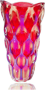 Unbreakable Flower Glass Vase 3.5lb 9.5inch Sparkle vase Bohemian Style, for Centerpieces,Kitchen,Office, Living Room,Wedding,Perfect Home Decor Glass Vase (Sparkle red)