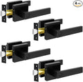 KAMOTA Privacy Door Levers, 4 Pack Matte Black Door Handles Bed and Bath Door Locks Interior Keyless Locksets, Left and Right Hand Reversible