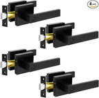 KAMOTA Privacy Door Levers, 4 Pack Matte Black Door Handles Bed and Bath Door Locks Interior Keyless Locksets, Left and Right Hand Reversible