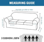 H.VERSAILTEX 4 Piece Stretch Sofa Covers for 3 Cushion Couch Covers for Living Room Furniture Slipcovers (Base Cover Plus 3 Seat Cushion Covers) Thicker Jacquard Fabric (Large Sofa, Burgundy)
