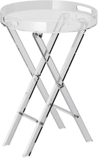 VEVOR Acrylic Folding Tray Table, Acrylic End Table with Folding X Leg, Clear Acrylic Side Table for Coffee, Drink, Food, Snack for Living Room & Bedroom