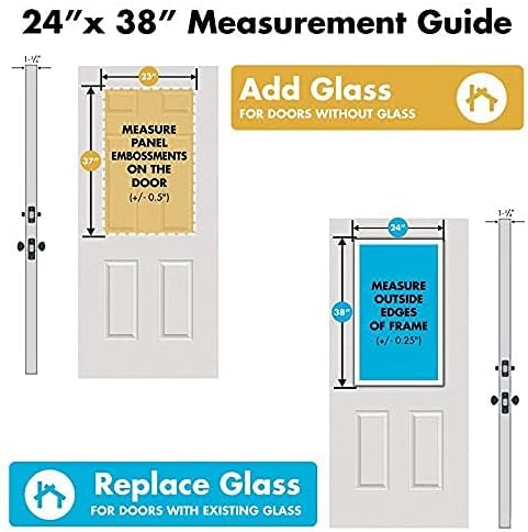 ODL Venting Entry Door Glass Replacement for Home Improvement - 24" x 38" Exterior or Front Door Inserts Glass Kit with Double Pane Tempered Clear Glass for House (Vertical Slide) - White Frame